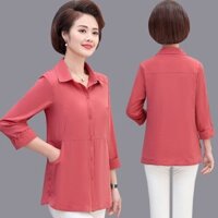 Áo sơ mi phong cách mới mặc ngoài, bộ đồ mẹ trung niên dài tay, áo sơ mi nữ, áo sơ mi cao cấp, bộ đồ nữ, T-shi
