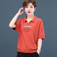 Áo sơ mi POLO 100% 100% cotton áo phông ngắn tay trang phục cho mẹ mập size lớn rộng rãi mẫu mới mùa hè 2025 nữ áo che da thịt