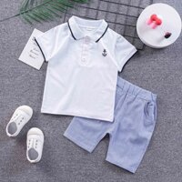 Áo sơ mi polo bé trai quần áo bé trai 0-5 tuổi Bộ đồ trẻ em thời trang đẹp trai ve áo thun ngắn tay + quần short Bộ 2 món