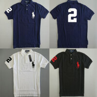 Áo sơ mi polo ngắn tay in logo ngựa lớn 2 chữ màu trơn mới của Ralph Lauren