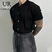 Áo sơ mi Polo ngắn tay nam thời trang URBGLAM có quần Denim thông thường