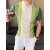 Áo sơ mi Polo tay ngắn màu xanh lá cây & kem phong cách LP cho mùa hè - Standard Fit