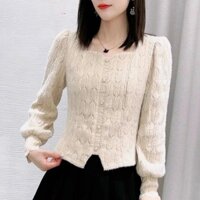 Áo sơ mi ren ấm áp Áo len phong cách Chanel Áo len thiết kế nữ Sense Nước ngoài thanh lịch giảm tuổi phù hợp Áo ngắn 2501H02