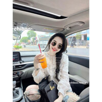 Áo sơ mi ren cổ vuông tiểu thư, hàng QC L1