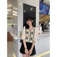 Áo sơ mi ren kiểu Pháp áo khoác hoa móc rỗng rộng rãi phong cách Hàn Quốc mẫu mới Áo voan nữ áo giáp phong cách ngựa 8GSZ