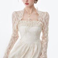 Áo sơ mi ren ngắn mùa hè có ren nhỏ dành cho nữ Áo len chống nắng ren