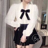 Áo Sơ Mi Ren Nơ Cổ Siêu Xinh