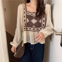 áo sơ mi ren + tay voan