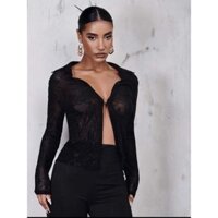 Áo sơ mi ren xuyên thấu see through shirt