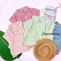 Áo Sơ mi Sát Nách Sơ Mi  Tay Vuông Dáng Croptop Mẫu 3 -  Jancaroshop