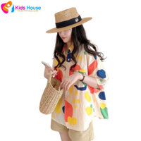 áo sơ mi Size XL,áo somi hoạt tiết sắc màu lửng tay dáng rộng,áo đuôi tôm nữ chất thô s455