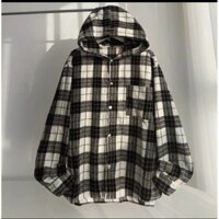 ÁO Sơ mi sọc Ca rô tay dài from rộng phong cách unisex thời trang mới