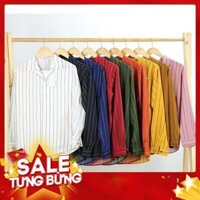 Áo Sơ Mi Sọc Dài Tay lụa nam nữ unisex BTS đôi [MỚI] (𝟏𝟎 𝐦𝐚̀𝐮)