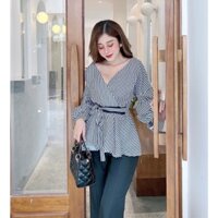 ÁO SƠ MI SỌC DÂY CỘT EO - Hình shop Chụp