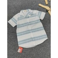 Áo sơ mi sọc ngang trắng, xanh nhạt nhí