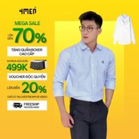 Áo sơ mi sọc tay dài thêu 4MEN form Regular SM141 thanh lịch, chất vải oxford cao cấp mát mẻ