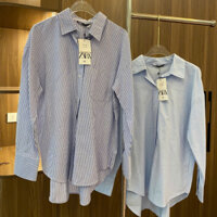 Áo sơ mi sọc xanh Zara kẻ nhỏ Oxford xuất xịn full tag mác - Ánh Sun Store