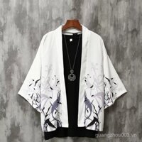 Áo sơ mi tay ba phần tư mùa hè cho nam, kiểu dáng rộng, áo cardigan chống nắng, áo choàng mỏng phong cách cổ điển cho cặp đôi