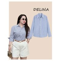 Áo sơ mi tay dài big size DELINA,chuẩn form, thanh lịch, sang trọng, big size nữ 50kg-90kg