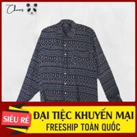 Áo sơ mi tay dài Chaos Thổ cẩm cotton Xanh đậm FREESHIP - Xưởng áo thun xịn