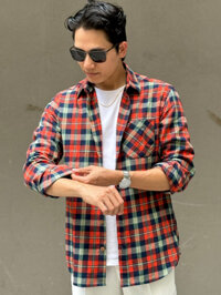 Áo sơ mi tay dài HOLL-ISTER Chất vải Flanel Wash nhẹ với Axit Vintage lạ mắt phù hợp tiệc tùng khoác ngoài