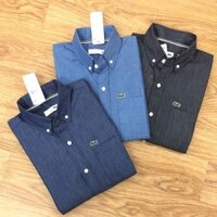 Áo Sơ Mi Tay Dài Jean Denim Nam Lacoste Có Túi Cao Cấp Vải Chính Phẩm Co Giãn Form SlimFit Hàng Xuất Xịn