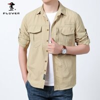 Áo Sơ Mi Tay Dài Plover Cho Nam Nhiều Túi Lưng Lỗ Thông Gió Nhanh Khô Áo Sơ Mi Đa Năng Quân Đội Chiến Đấu Áo Sơ Mi-Kaki