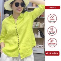 Áo sơ mi tay dài THE PEA  chất linen Hàn cao cấp, mềm mịn, dáng basic sang chảnh -  A1007