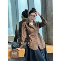 Áo sơ mi tay dài thiết kế thắt ở eo trẻ trung (A202)