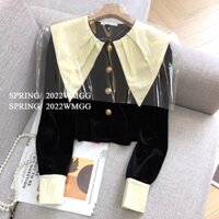 Áo Sơ Mi Tay Dài Vải Nhung Đen Thời Trang Dành Cho Nữ