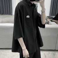 Áo Sơ Mi Tay Lỡ Thêu Hoa Cúc Thời Trang Cho Nam