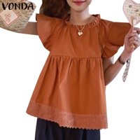 Áo Sơ Mi Tay Ngắn Cổ Đứng Phối Bèo Kiểu Hàn Quốc Dễ Thương Cho Nữ