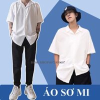 Áo Sơ Mi Tay Ngắn Cổ Vest Màu Trắng unisex có size BC002 ⚡ 𝄒