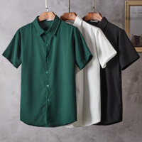 Áo Sơ Mi Tay Ngắn Màu Trơn Nam Hợp Thời Trang Phong Cách Bông Tai Kẹp Áo Sơ Mi Thường Ngày Phù Hợp Với Học Sinh Nửa Tay Áo Khoác 0224