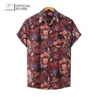 Áo sơ mi tay ngắn nam FOMAN hoạ tiết Embroidered Dragon Rose, vải Lụa Mango mềm mịn, thoáng mát, thấm hút, không nhăn