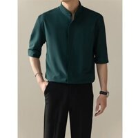 Áo Sơ Mi Tay Ngắn Nam Phong Cách Trung Hoa Mới Nhẹ Phong Cách Trưởng Thành Nam Mùa Hè Phiên Bản Hàn Quốc Slim-fit Không Sắt Lụa Băng Nửa Tay Giữa Áo Sơ Mi