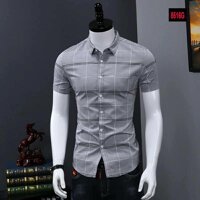 Áo Sơ Mi Tay Ngắn Sọc Caro To Bản - Xám  - XXL