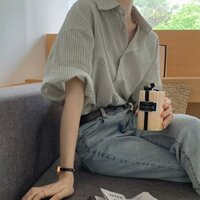 Áo sơ mi tay ngắn sọc cho phụ nữ, thiết kế mùa hè, phong cách mỏng sang trọng, phong cách Hồng Kông, áo polo trẻ trung, thời thượng