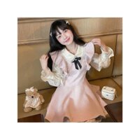 Áo sơ mi tay phồng chân váy xoè tay bèo ngọt ngào kiểu Pháp T67