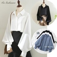 Áo sơ mi tay phồng dáng rộng có bigsize