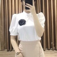 Áo Sơ mi tay Phồng đính hoa cực Xinh xắn