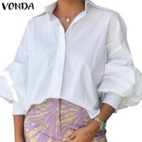 Áo Sơ Mi Tay Phồng Màu Trơn Thời Trang vintage Cho Nữ