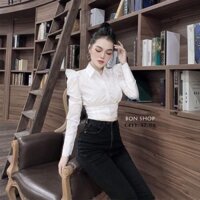áo sơ mi tay phồng nhúng bo lưng