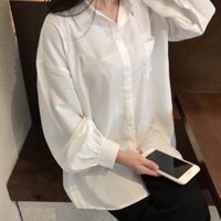 Áo sơ mi tay phồng nữ- Áo sơ mi trắng đi học_A003