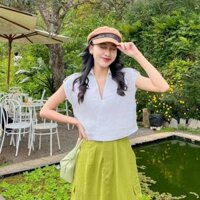 Ấo sơ mi thân đắp xéo cổ nửa dễ thương chât vải linen tưng cực chất giá hạt dẻ dể các  nàng nhà mình thoải mái lựa chọn