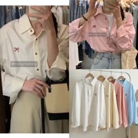 ÁO SƠ MI THÊU NƠ DÀI TAY form oversize