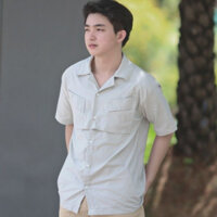 Áo Sơ Mi Thiết Kế Nam Cuban Shirt GIRAN CS0002 Tay Ngắn, Cổ Vest, Chất Co Giãn Thoáng Mát, Màu Hồng|Trắng|Xám Xanh|Đen