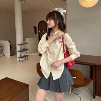 Áo sơ mi thô mềm basic dài tay thêu chữ " Sparkerk " HAVANA AO405