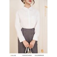 Áo sơ mi thô trắng tay lửng túi ngực thiết kế Elise FS2307032TLWOWH