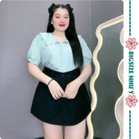 Áo sơ mi thời trang bigsize nữ tay ngắn cổ sen phối bèo dáng croptop chất lụa mềm mịn - CO SEN